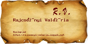 Rajcsányi Valéria névjegykártya